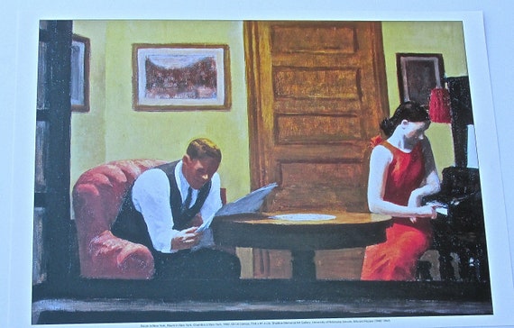 Vintage Edward Hopper Poster Of Room In New York 1932 21 1 2 X 15 1 2 Offset Lithograph