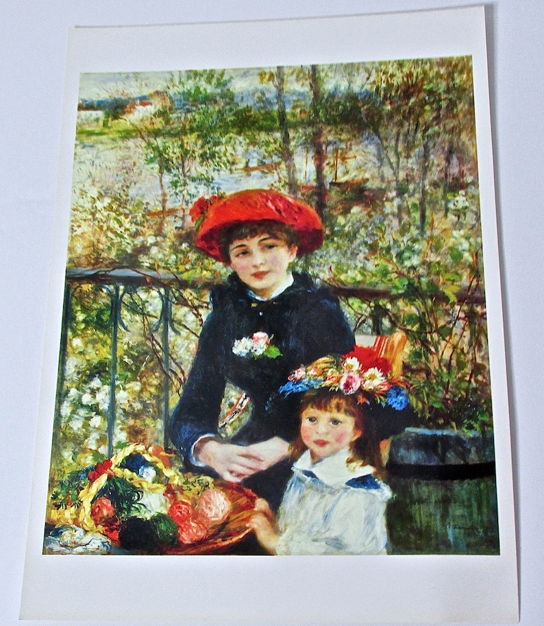 Pierre Auguste-Renoir Portrait of Two Sisters Poster Reprint 17x12 Offset Lithograph