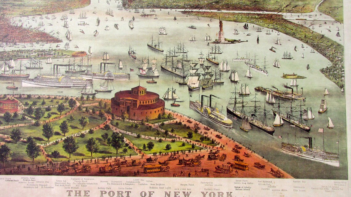 New York City Historical Artwork Reprint of The Port of New Etsy