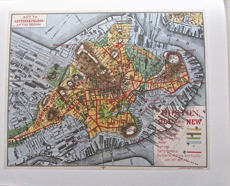 Historic View of Boston 1880 14x11 by Justin Smith Offset Lithograph