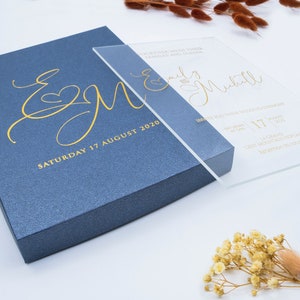 Luxury Wedding Invitation, Acrylic Invitations, Plexiglass Invitation, Clear Invitation With Metalic Paper Box image 4