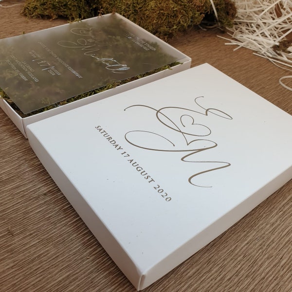 Luxury Wedding Invitation, Acrylic Invitations, Clear Invitation With Matte White Box