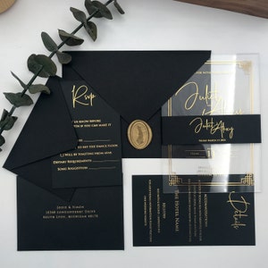 Acrylic Wedding Invitation Suite and Set with Envelopes, RSVPs and Detail Cards