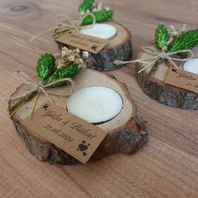 Personalized Wooden Tealight Holder Wedding Favors for Guest Etsy