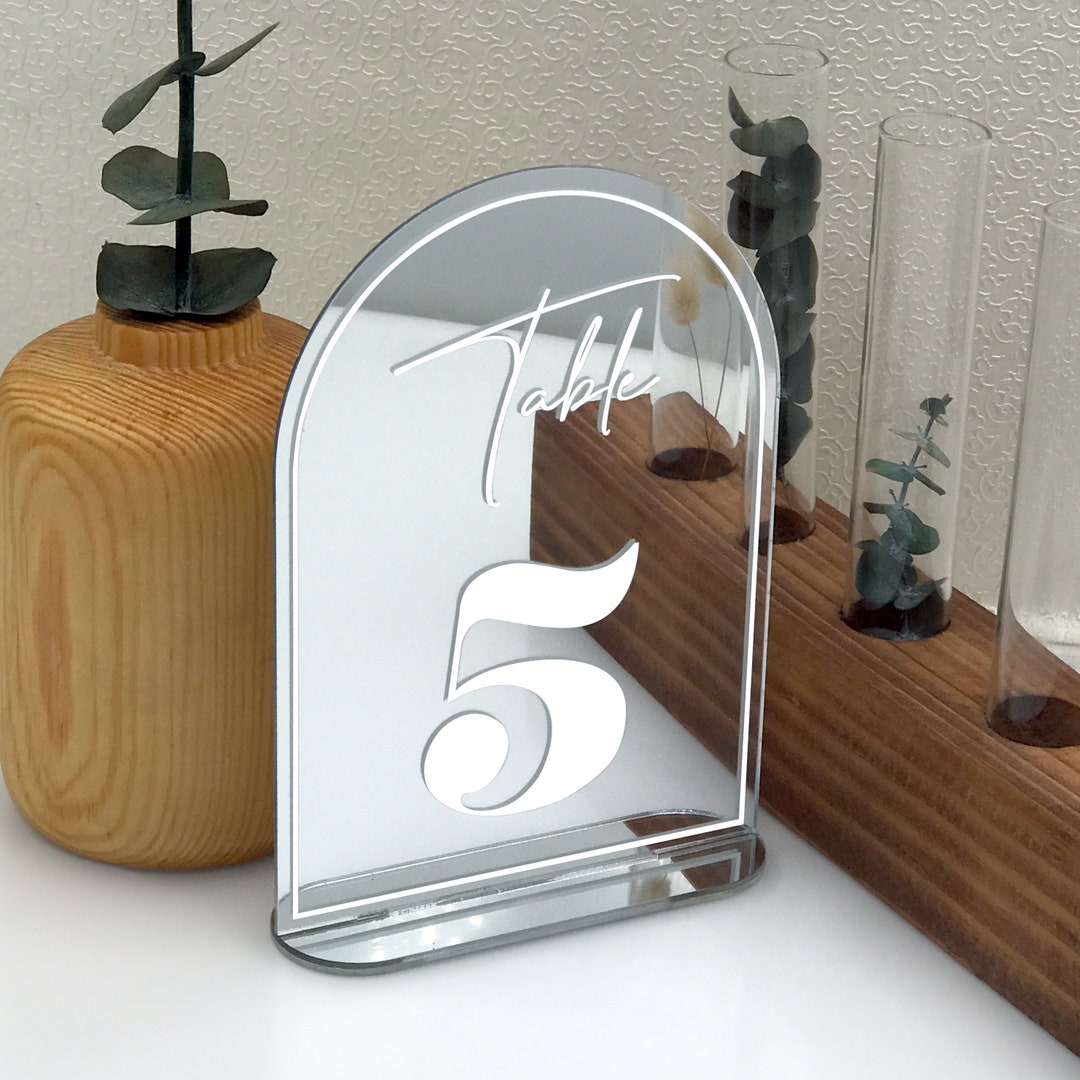 Silver Mirror Wedding Table Numbers With, Arch Wedding Table Decor, Silver Arch Wedding Signages ...