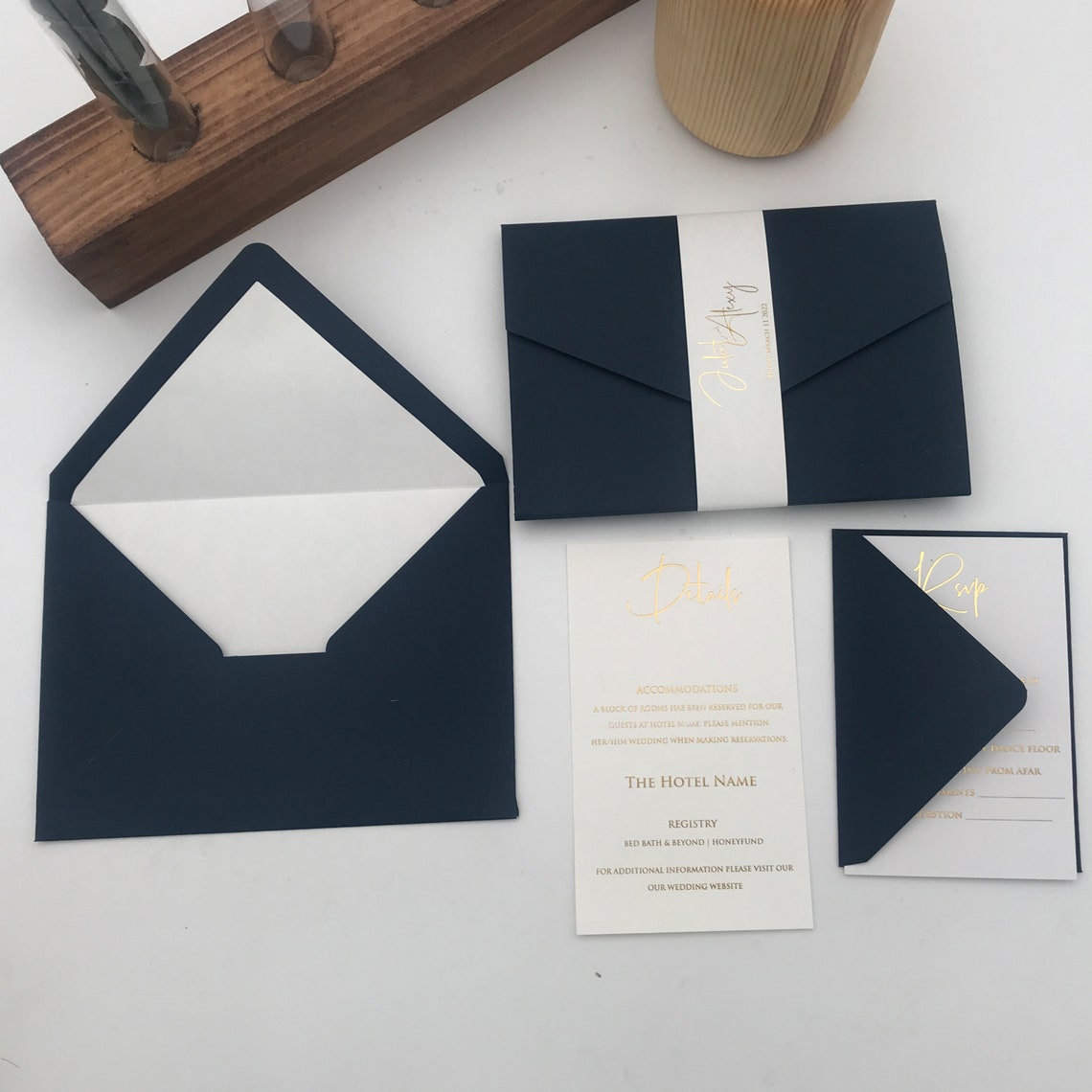 Pocket Wedding Invitation Suite Custimizable Acrylic Trifold Etsy