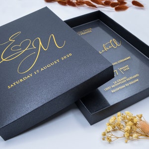 Luxury Wedding Invitation, Acrylic Invitations, Plexiglass Invitation, Clear Invitation With Metalic Paper Box image 7