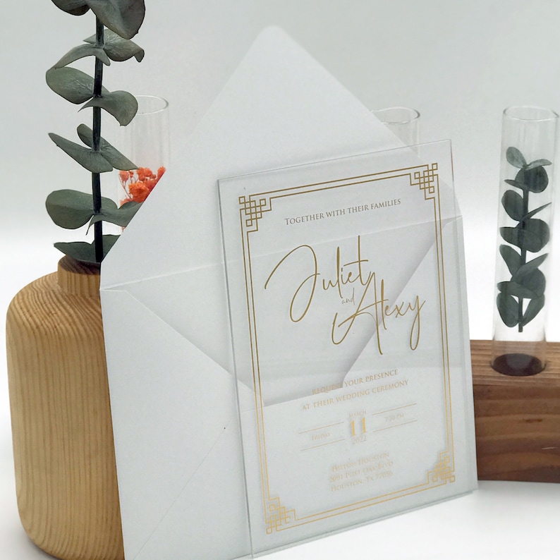 Acrylic Wedding Invitation Suite and Set With Envelopes Rsvps Etsy