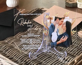 Custom Acrylic Invitation, Transparent Invitation With Envelope, Save the Date Set with Photo