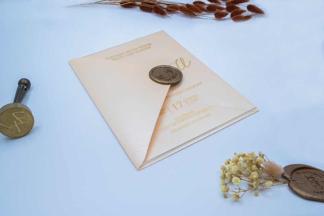 Acrylic Wedding Invitation: Clear Plexiglass With Metallic