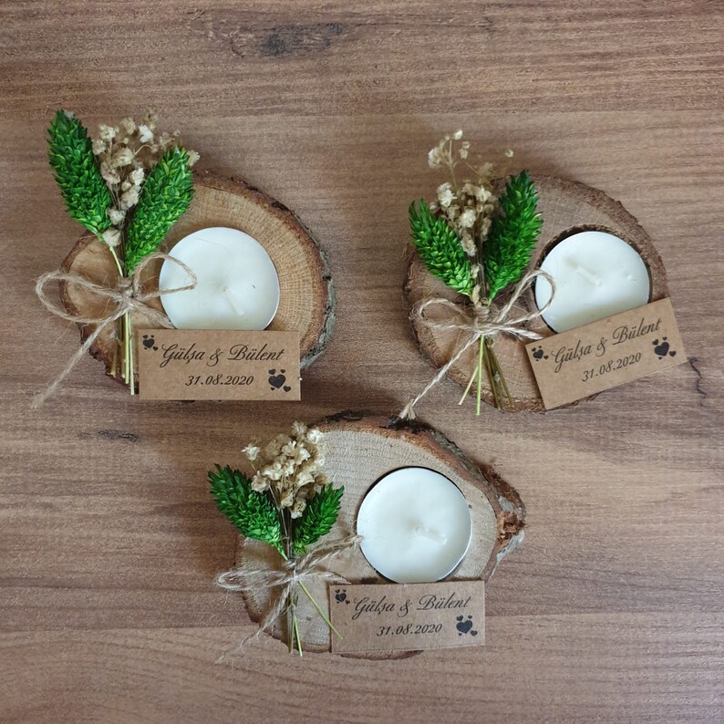 Personalized Wooden Tealight Holder Wedding Favors for Guest Etsy