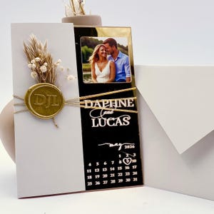 Personalisierte Spiegel Acryl Wachs Siegel Hochzeitseinladungs-Set, Acryl Hochzeitseinladung, Foto Save the Date Karte und Hochzeitseinladungen