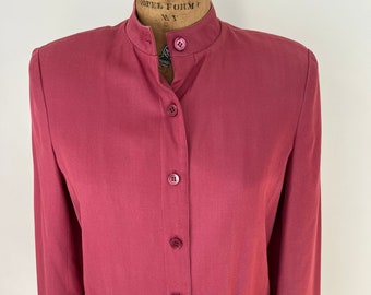 Italian dark rose pink blazer - vintage 90s -  100% silk - size 8