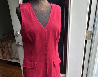 Burgundy Talbots Sleeveless Shirt Midi Dress, 8