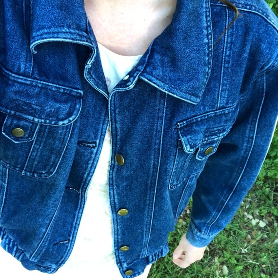 1980s jean jacket - great pocket design - elastic… - image 4