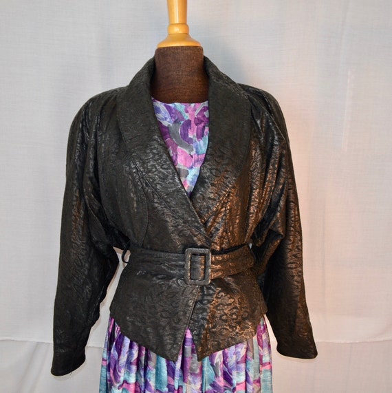 80s Compelle rocker cropped black genuine leather