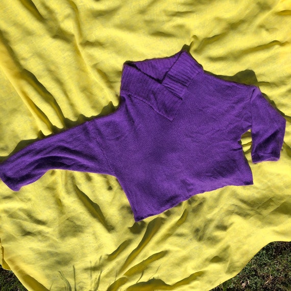 Handmade Purple Sweater + Exaggerated V-Neck / Co… - image 7