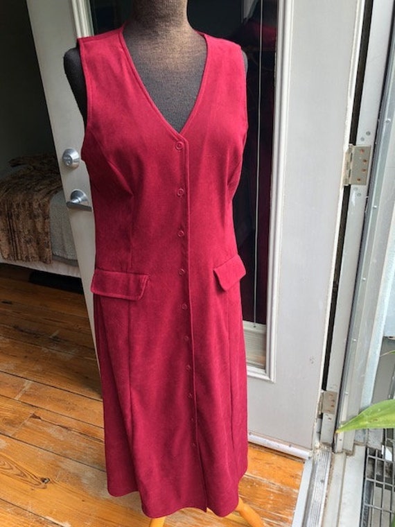 Burgundy Talbots Sleeveless Shirt Midi Dress, 8