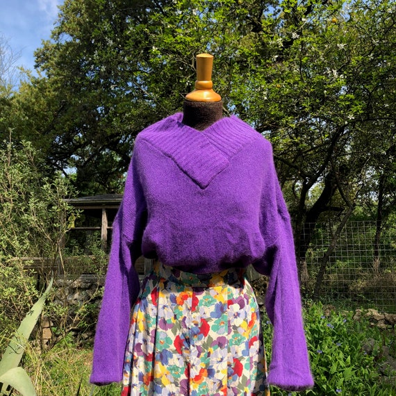 Handmade Purple Sweater + Exaggerated V-Neck / Co… - image 1