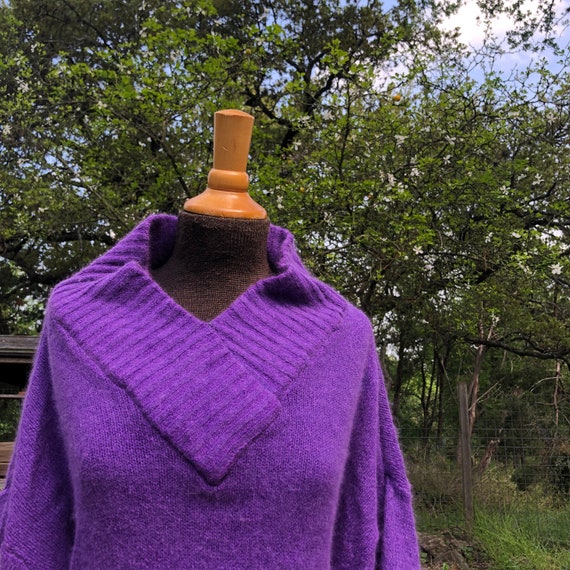 Handmade Purple Sweater + Exaggerated V-Neck / Co… - image 6