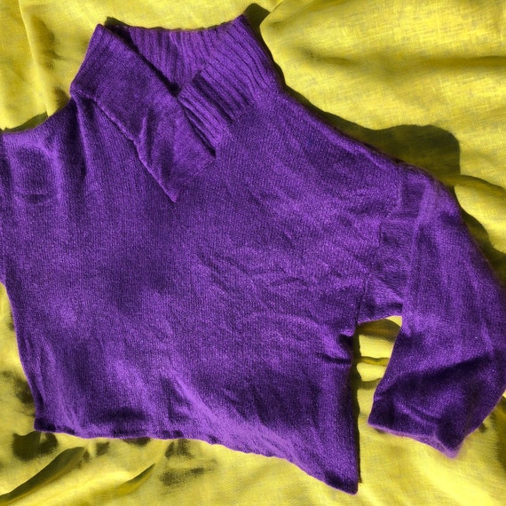 Handmade Purple Sweater + Exaggerated V-Neck / Co… - image 8