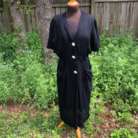 1940s black shirt dress - Jack Mann Original - bla