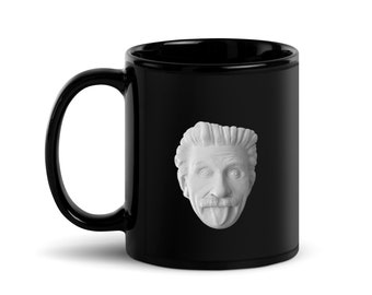 Einstein schwarz glänzende Tasse