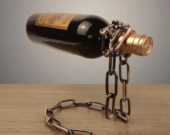 Portabotellas de vino con cadena de hierro