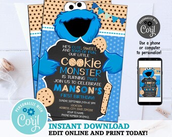 Cookie Monster Invitation Etsy