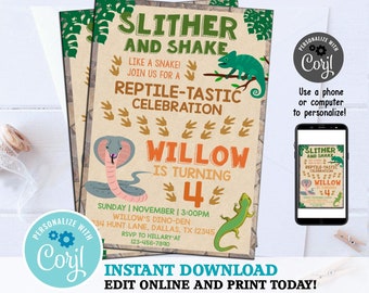 Reptile Invitation Etsy