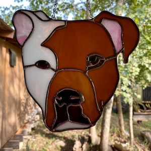 Stained glass pit bull