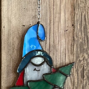 Stained glass Christmas tree gnome