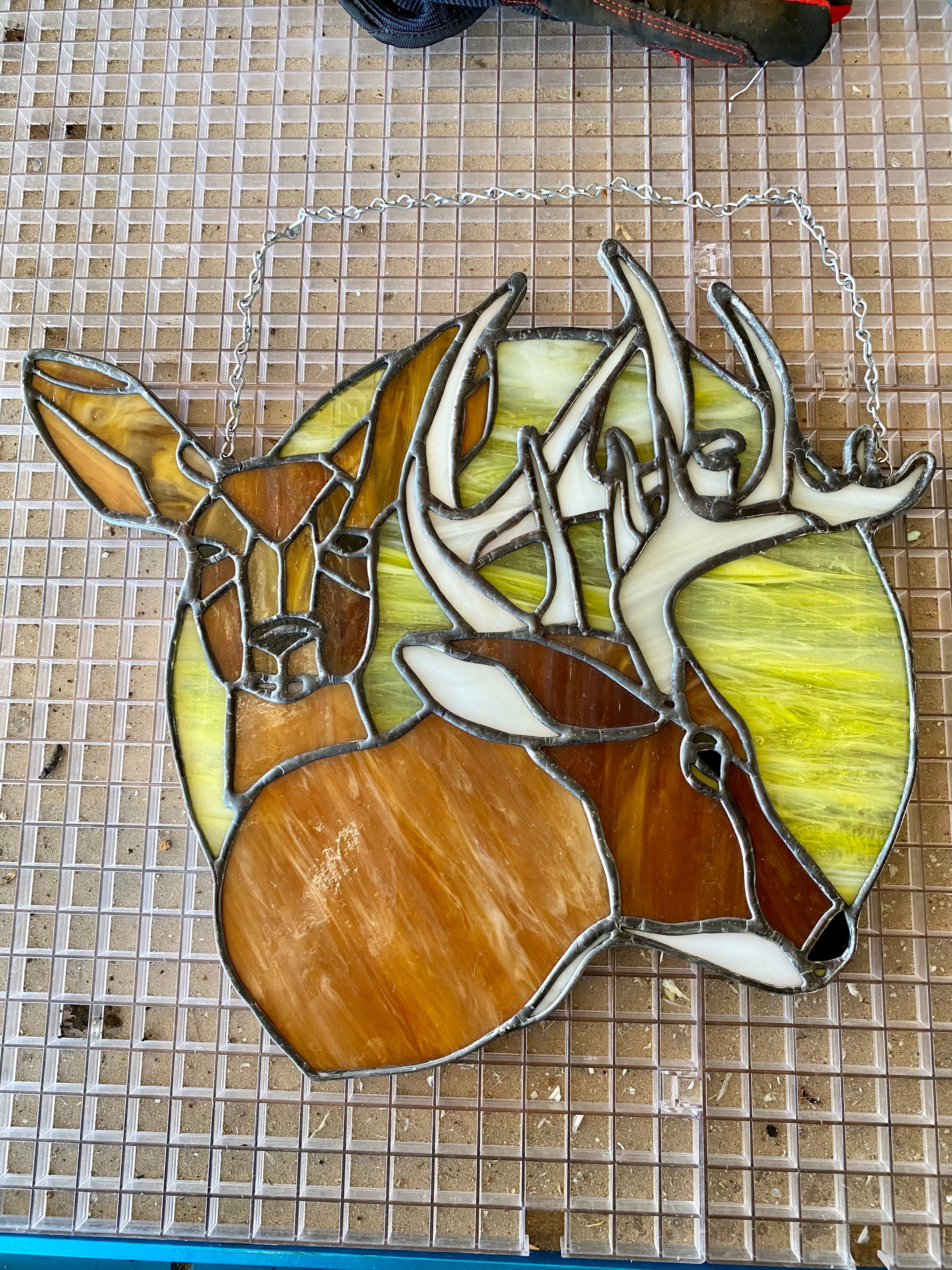 Buck and doe deer in moon light stained glass Etsy