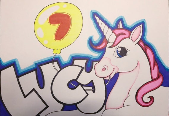 custom birthday poster unicorn example etsy