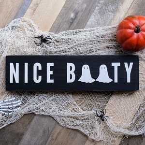 Funny Halloween Bathroom Decor | Nice Booty Sign For Back Of Toilet| Indoor Halloween Decor