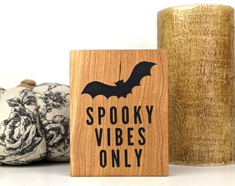 Halloween Decor | Spooky Vibes Mini Wood Sign | Indoor Halloween Decor