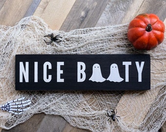 Funny Halloween Bathroom Decor | Nice Booty Sign For Back Of Toilet| Indoor Halloween Decor