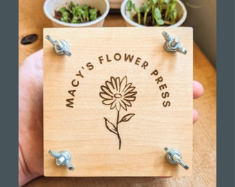 Custom Mini Flower Press | Portable Pocket Press | Personalized Flower Pressing Kit | Flower Themed Gift | Unique Gifts For Summer Birthday