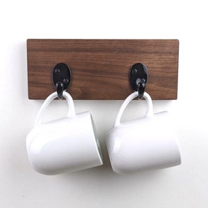 Coffee Mug Rack | 2 Hook Wall Mounted Coffee Cup Hanger For Kitchen Or Coffee Bar