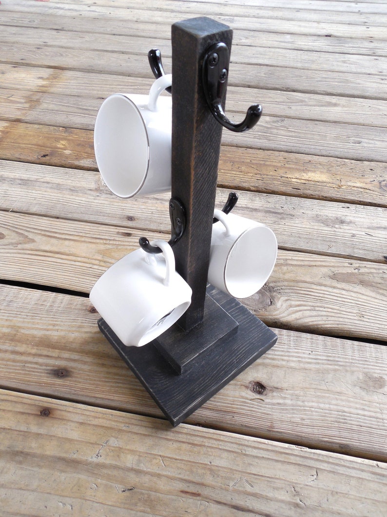 Rustic Coffee Bar Mug Hanger 4 Hook Coffee Mug Tree Coffee Etsy