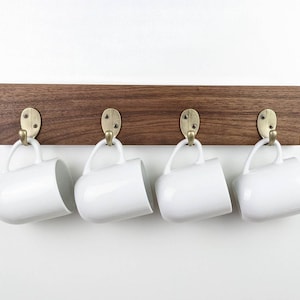 Coffee Mug Rack | 4 Hook Wall Mounted Coffee Cup Hanger For Kitchen Or Coffee Bar