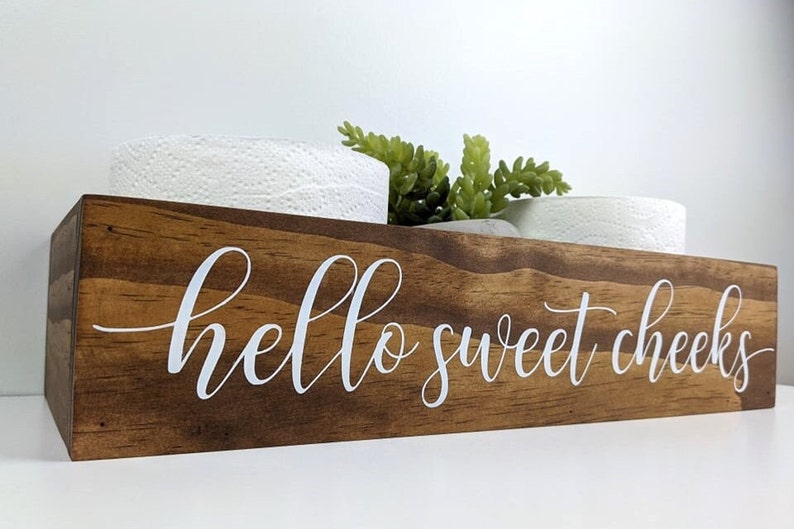 Hello Sweet Cheeks Box Back of the Toilet Organizer Funny Etsy