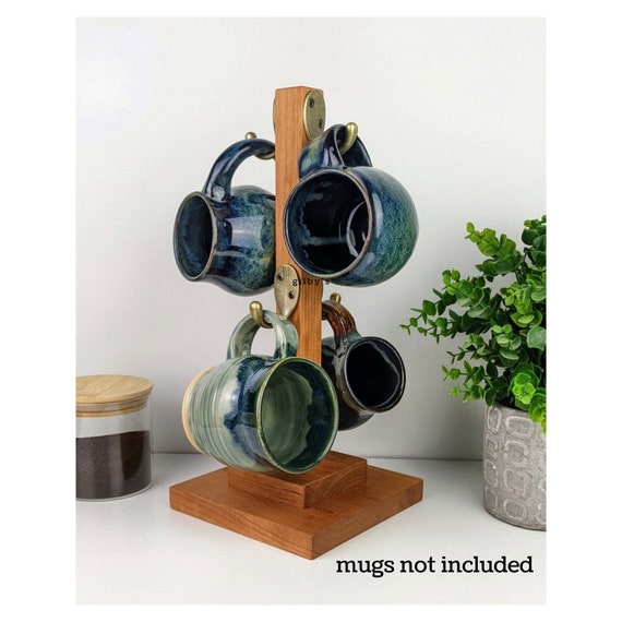 Hardwood Coffee Mug Tree 4 Hook Coffee Mug Hanger Coffee Bar Mug Display Kitchen Organization Etsy