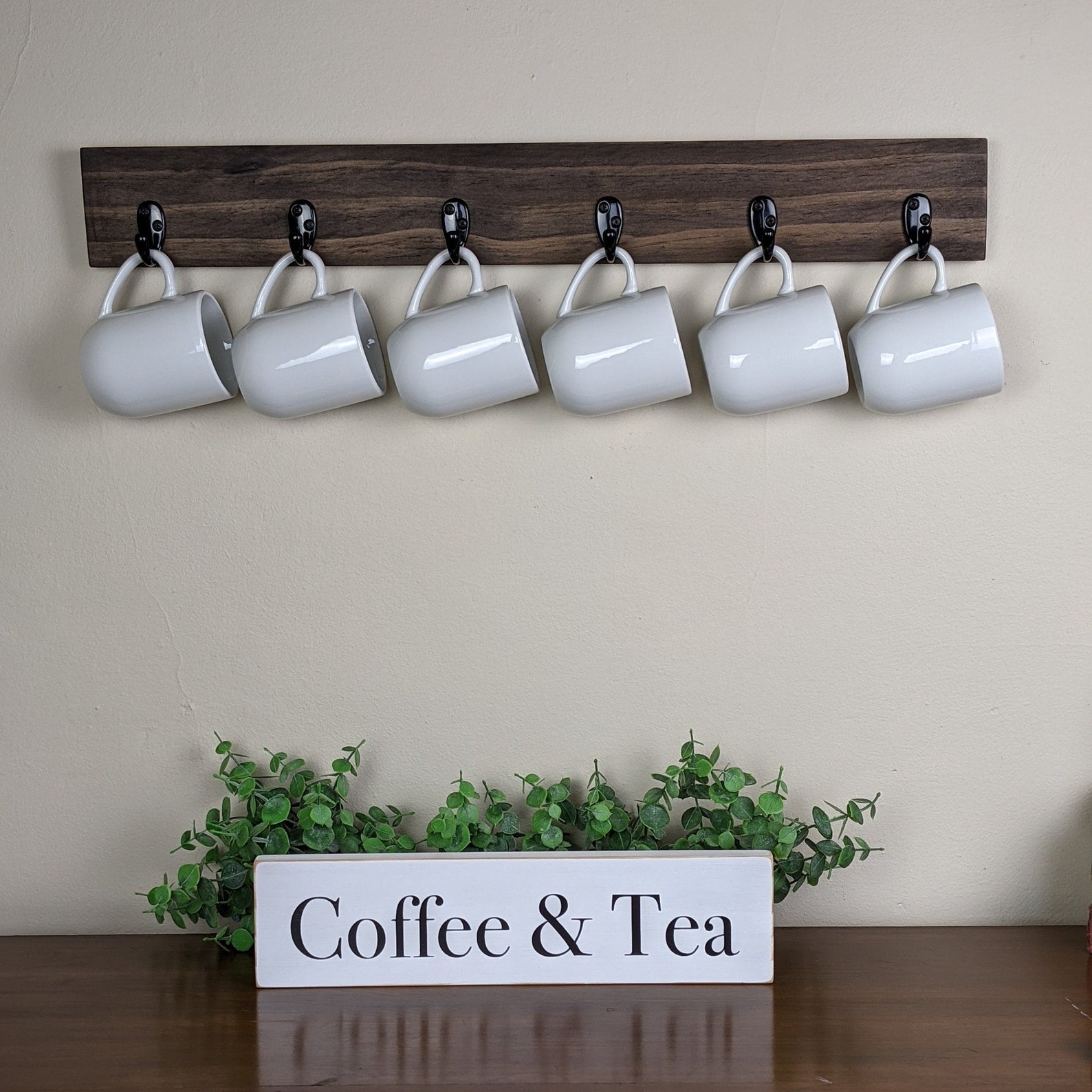 Wall Mounted Coffee Mug Hanger Farmhouse Coffee Bar Mug Etsy