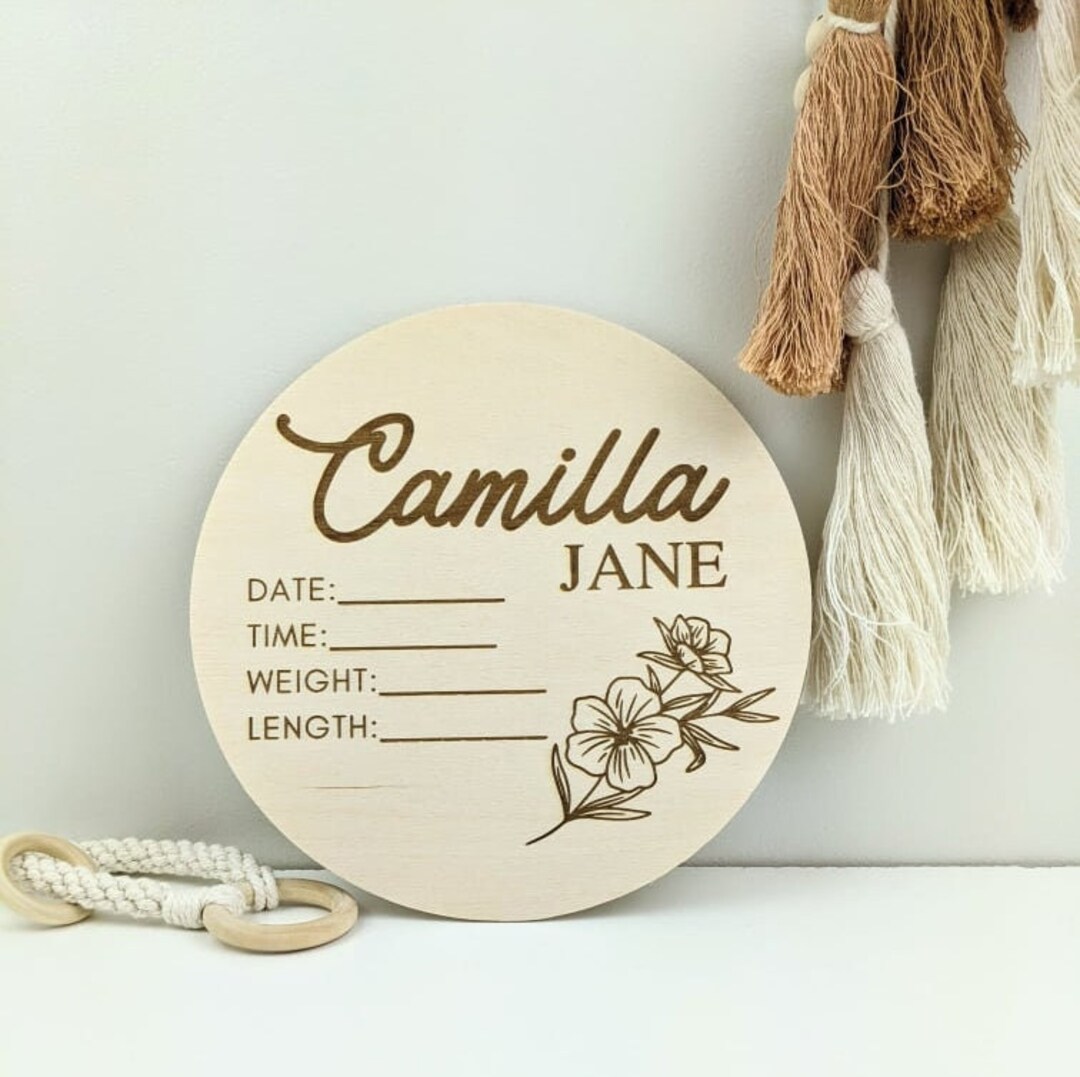 Floral Birth Announcement Sign | Baby Birth Stats | Baby Girl Sign for ...