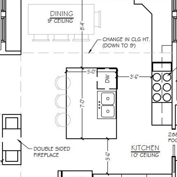 2D Floor Plan & Furniture Plan - Single Room - Black and White Plan - Bedroom, Living Room, Kitchen, Den, Bathroom, or Outdoor Living Space