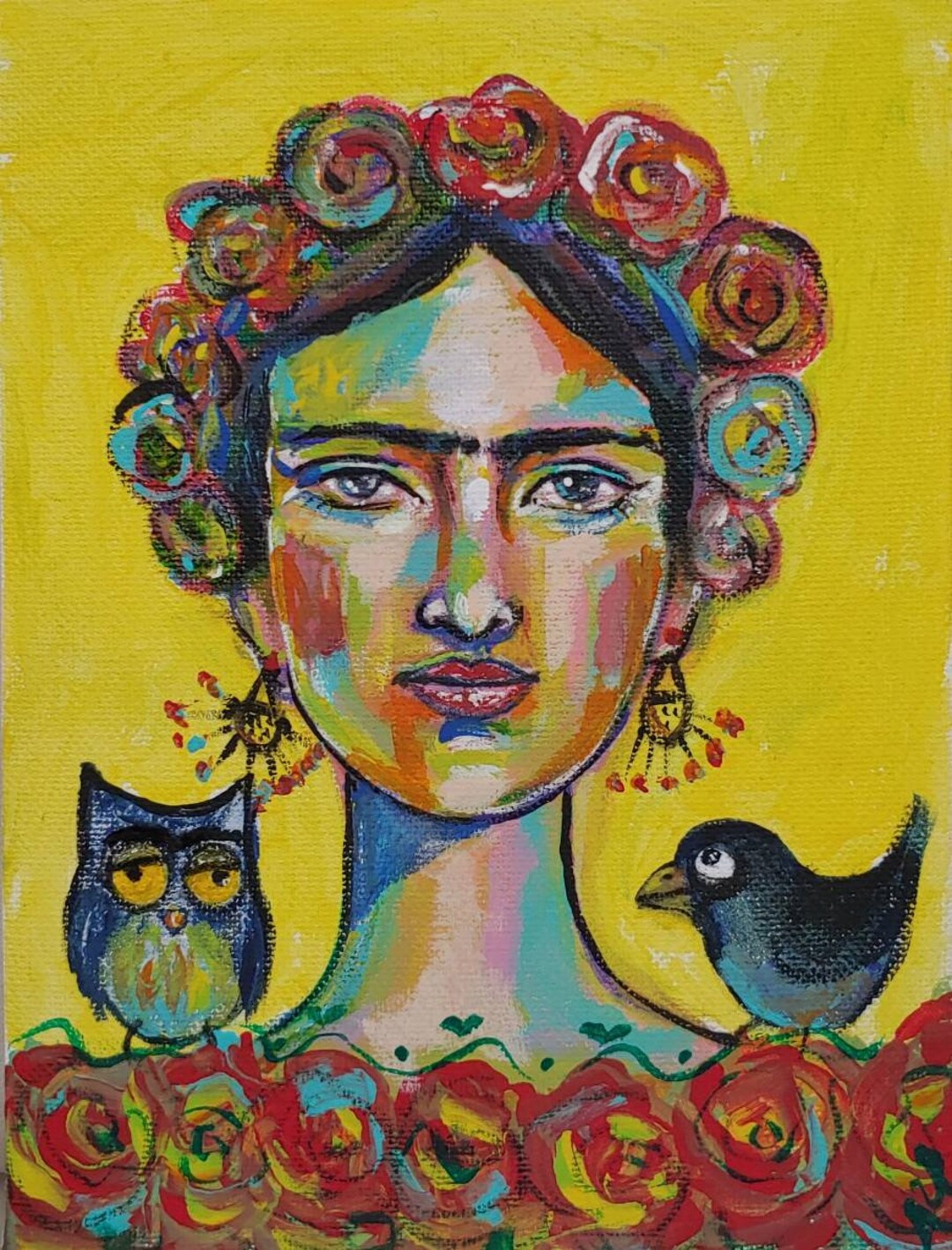 Frida Kahlo Mexican Folk Art Original Painting by Alma Yamazaki - Etsy