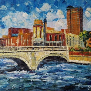 Bridge Aurora Downtown IL-KoKing Fort-K1605-Home Decor Holiday Texture Painting Dining Wall Art