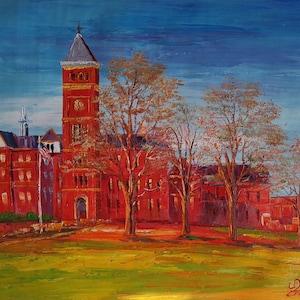 Campus Tillman Hall in University, Klugh Avenue Clemson, SC-KoKing Fort-z651-Home Decor Holiday Artwork Texture Painting Dining Wall Art
