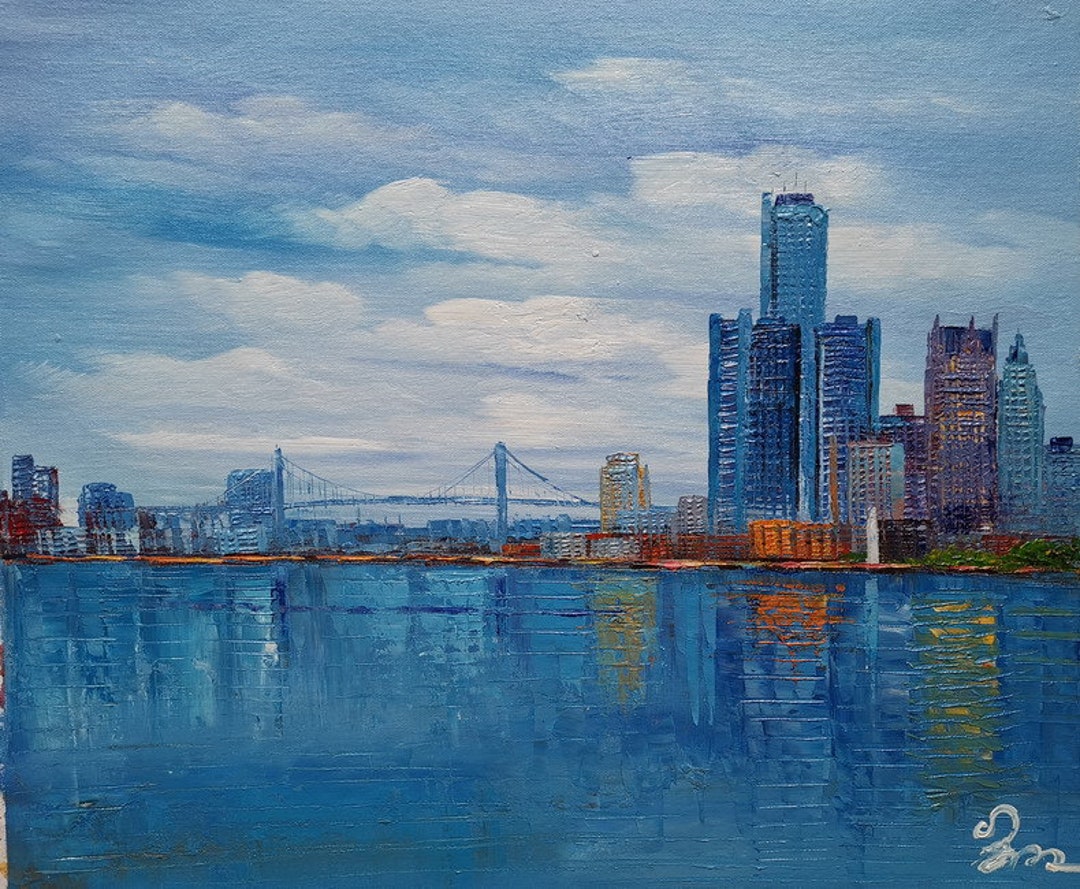 Detroit GM and Bridge From River, Michigan-koking Fort-z298-home Decor ...